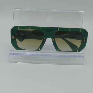 Moschino Dark Green Sunglasses with Gold Lettering